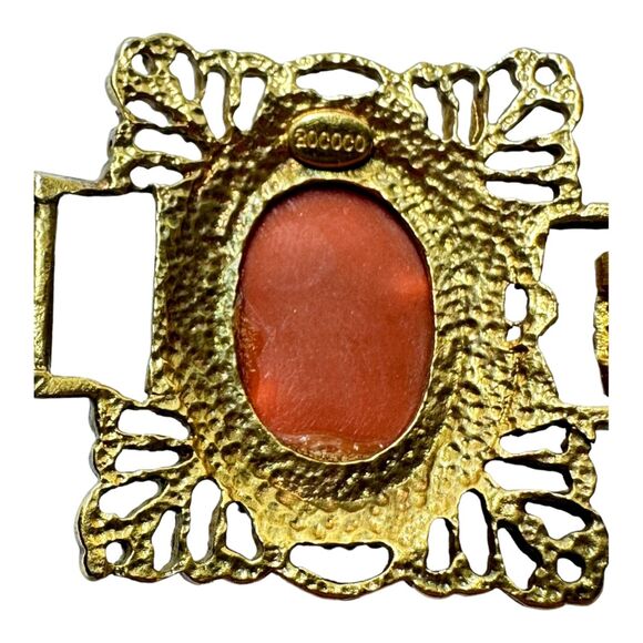 Vintage Rococo Gold-Tone Bracelet with Red Coral Accents - Ornate Design - Picture 6 of 12